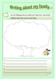 English Worksheet: writing about my family