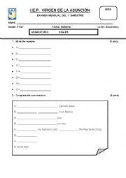 English Worksheet: Exam