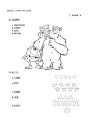 English Worksheet: first form activities