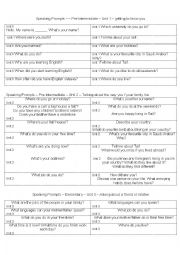 English Worksheet: Speaking Exam Prompts