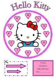 English Worksheet: Learning the time with Hello Kitty