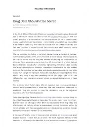 English Worksheet: Drug data shouldnt be secret - Tamiflu drug