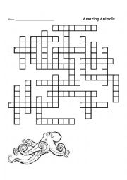 English Worksheet: Amazing Animals Crossword