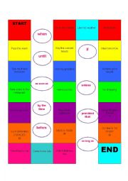 English Worksheet: First conditional+future time clauses board game