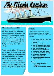 English Worksheet: The Titanic disaster