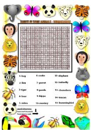 English Worksheet: some animal names