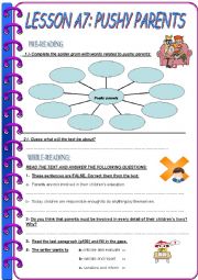 English Worksheet: PUSHY PARENTS