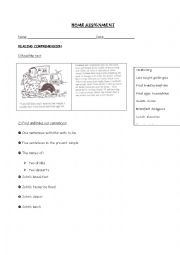 English Worksheet: Home assigment