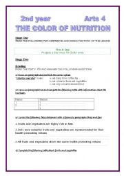 English Worksheet: color of nutrition