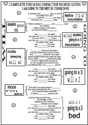 English Worksheet: WILL  AND GOING TO  SONG