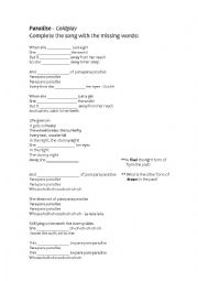 English Worksheet: Coldplay, Paradise