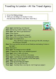 English Worksheet: Travel Agency - Dialougue