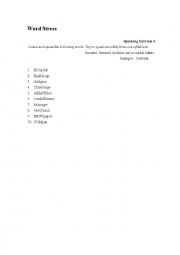 English worksheet: Phonetics---Word Stress