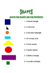 English worksheet: shapes and colours