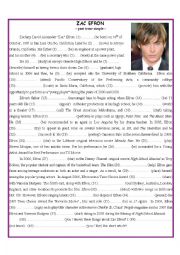 English Worksheet: Zac Efron - past simple