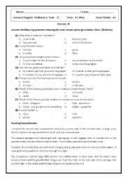 General English Proficiency test (45 mins/42 marks/with Keys)