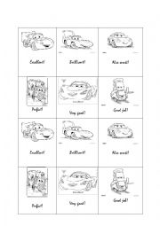 English Worksheet: STICKERS TO PRAISE STUDENTS! CARS 2