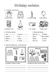 English Worksheet: birthday vocabulary