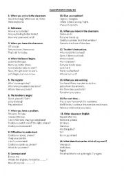 English Worksheet: Classroom English