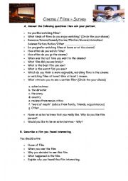 English Worksheet: Films/Movie - Survey