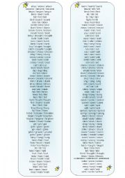 English Worksheet: list of irregular verbs