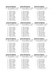 English Worksheet: can -  can`t
