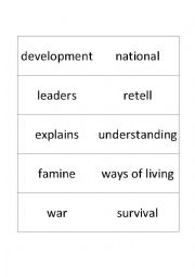 English worksheet: Looking back flash card