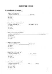 English Worksheet: Reported Speech