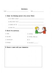 English worksheet: worksheet greetings -family