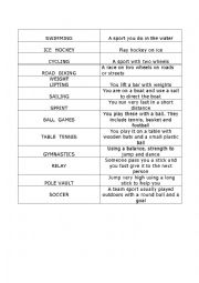 English Worksheet: Sport bingo