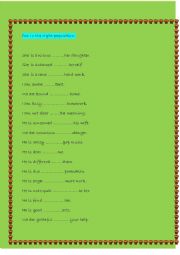 English worksheet: Prepositions