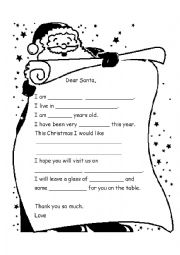 English Worksheet: Letter to Santa