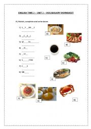 English Worksheet: Foods