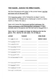 English Worksheet: THE PASSIVE 