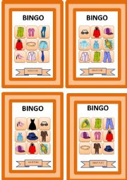 English Worksheet: Clothes and accessories_Bingo Cards - Set 1