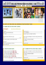 English Worksheet: Teenagers