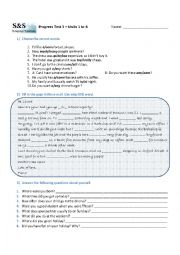 English Worksheet: Progress test - Elementary level - from verb to be to simple past