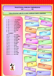 English Worksheet: Traditional English Comparisons