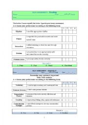 English Worksheet: SELF-ASSESSMENT OF SPEAKING