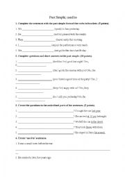 English Worksheet: PAST SIMPLE