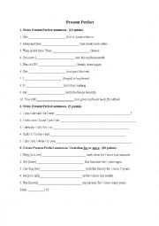 English Worksheet: PRESENT PERFECT