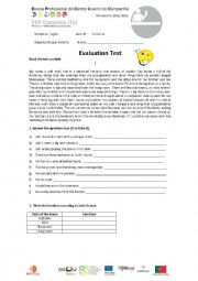 English Worksheet: teste 8 ano