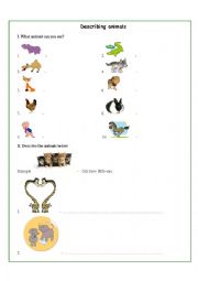 English worksheet: Describing animals