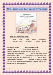English Worksheet: Mrs. Goat and her seven little kids.