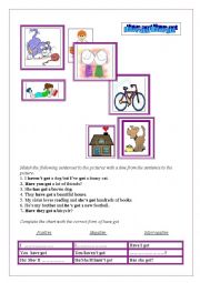 English worksheet: Have  and Have got