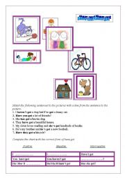 English Worksheet: Have  and Have got