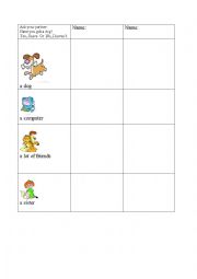 English Worksheet: Pairwork using -Have you got..?