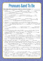 English Worksheet: Pronouns and To Be