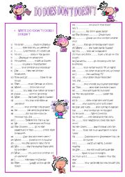 English Worksheet: Present Simple: auxiliaries