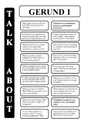 English Worksheet: Gerund - infinitive 1 - conversation cards (editable)